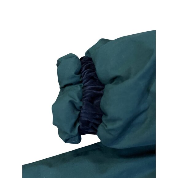 Vintage Rothschild Green Faux Fur Hooded Coat Womens M/L Velvet Bows Used Unique - Picture 15 of 16